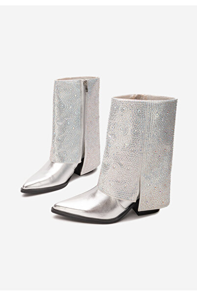 B T Shoes Stribrné kotníkové boty cowboy Zafira