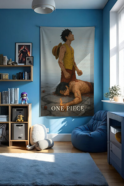 Charmbi One Piece Dikey Duvar Örtüsü – Anime Temalı Kaliteli Kumaş, Oda Dekoru Tapestry Duvar Halısı