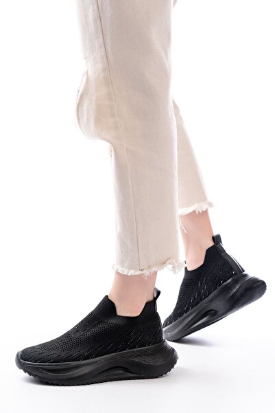 Budi Dm-707 Black Mesh Faillant Sole Daily Sports Shoes with Stone Accessories