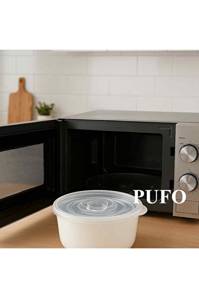 PUFO Set of 3 Round Casseroles with Lids, Microwave Safe, Capacity 500/1000/2000 ml, White