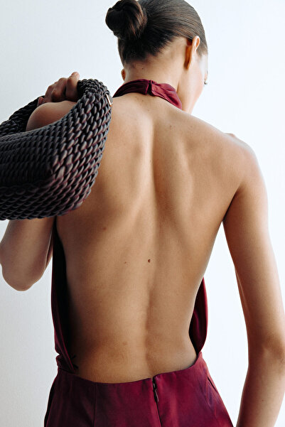 H&M Halter Yaka Saten Elbise