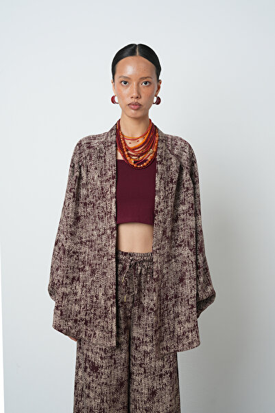 Orfeo Negro Women's Burgundy Color Oversized Cut Hijab Kimono