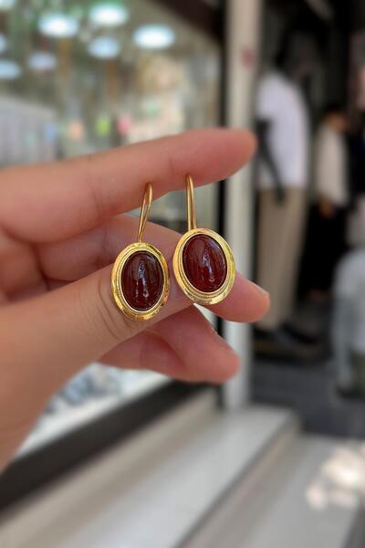 Erer Gümüş Gümüş akik taşlı sallantılı küpe is989e6