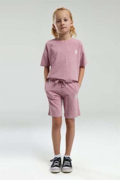 U.S. Polo Assn. Kids U.S. Polo Girls' Bermuda Set Two Thread Knitted Fabric