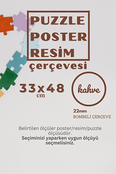 AtlasSG 22lik KAHVERENGİ Puzzle 500 Poster Resim Çerçevesi PVCli Postersiz Resimsiz Çerçeve 33x48 cm