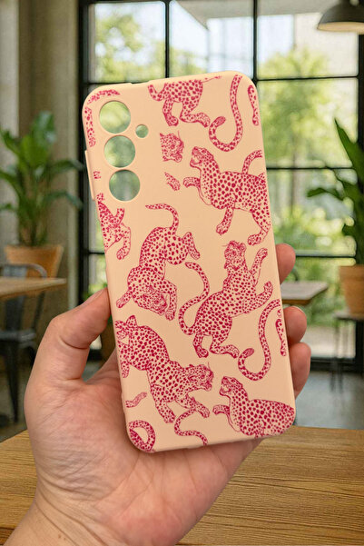 Vip Case Samsung Galaxy A14 Uyumlu Pembe Leopar Desenli Silikon Darbe Emici K...