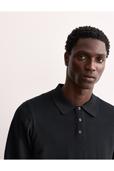 Marks & Spencer Merino İpek Karışımlı Düğmeli Polo Üst