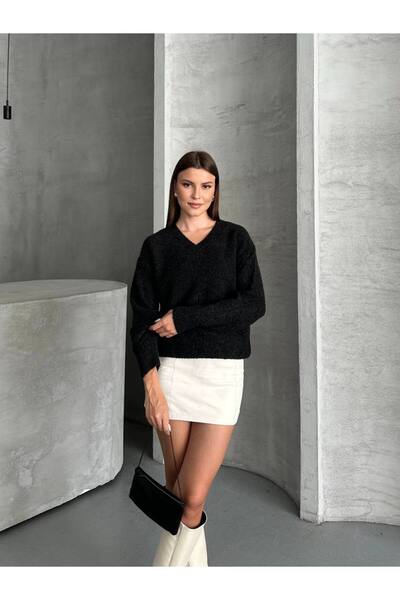 ZF BUTİK Women's V-Neck Knitwear Sweater