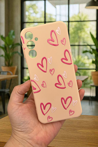 Vip Case Samsung Galaxy A14 Uyumlu Pembe Kalp Desenli Silikon Darbe Emici Kla...