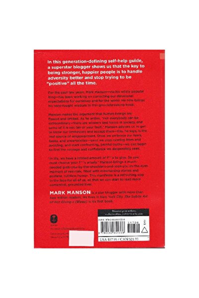 Harper Collins The Subtle Art of Not Giving a Bleep - A Counterintuitive Approach to Living a Good Life