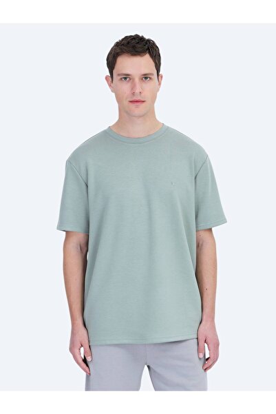 Kip Açık Yeşil Düz Bisiklet Yaka T-Shirt