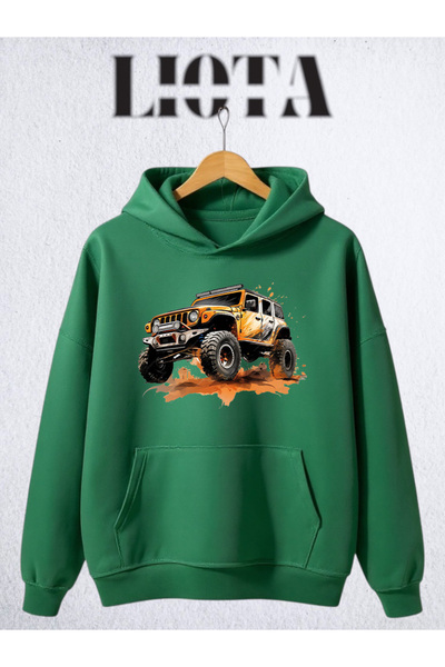 Vordevia سويت شيرت قطني كبير الحجم مطبوع عليه سيارة بثلاثة خيوط