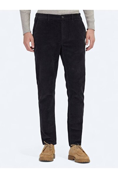 Kip Dark Gray Corduroy Woven Jogging Fit Velvet Casual Cotton Blend Pants