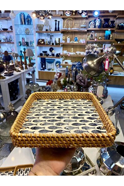 ÇIRPAN EV BALIK DESEN RATTAN TEPSİ 21X21CM