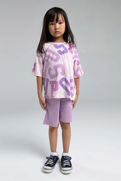 U.S. Polo Assn. Kids U.S. Polo Girls' Bermuda Set Single Jersey Rotational Knitted Fabric