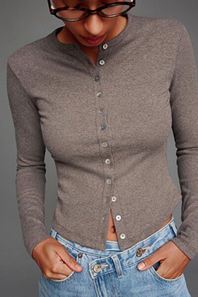 Bershka Button-up knit cardigan