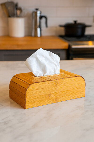 Vienev Ahşap Dikdörtgen Peçetelik – Doğal Ahşap Desenli Dekoratif Mendil Kutusu AMS1120