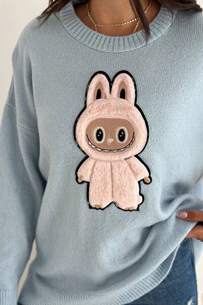 CİDDE Pulover tricotat cu textura moale, brodat Labubu