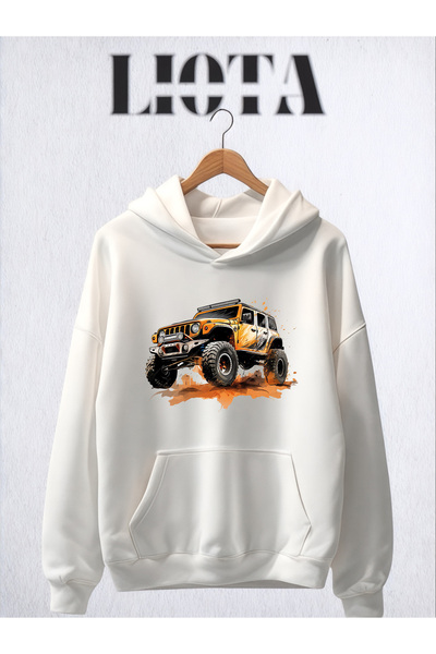 Vordevia سويت شيرت قطني كبير الحجم مطبوع عليه سيارة بثلاثة خيوط