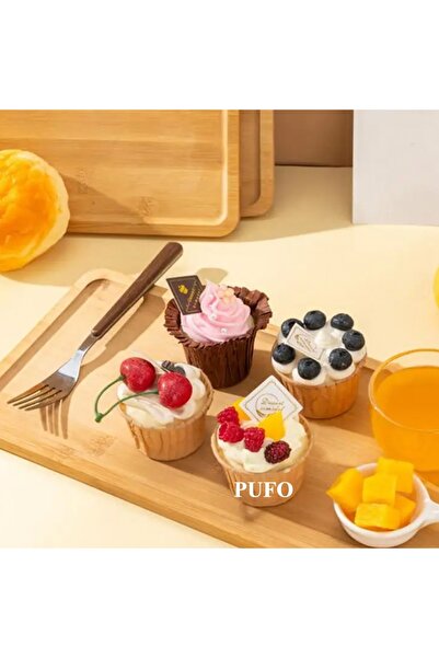 PUFO bamboo wooden platter for serving food, appetizers, sweets, pizza, 24 x 14 cm