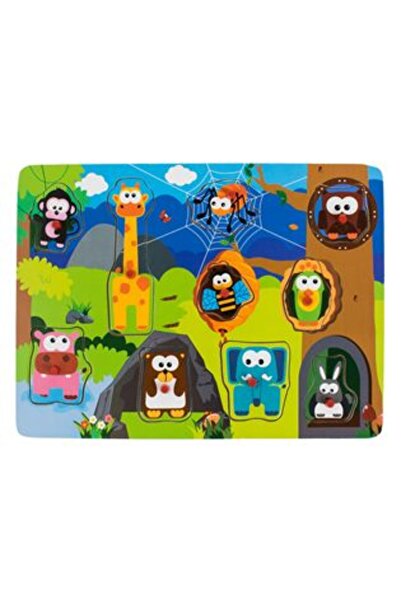 OEM Puzzle din Lemn cu Animale din Jungla (10 piese) 30x1x22cm