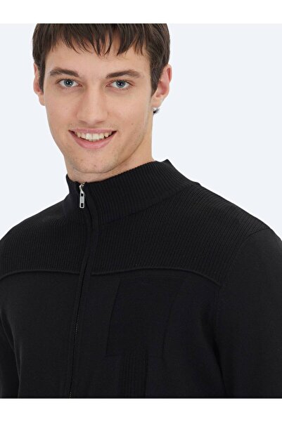 Kip Μαύρη ζακέτα από βαμβακερό μείγμα