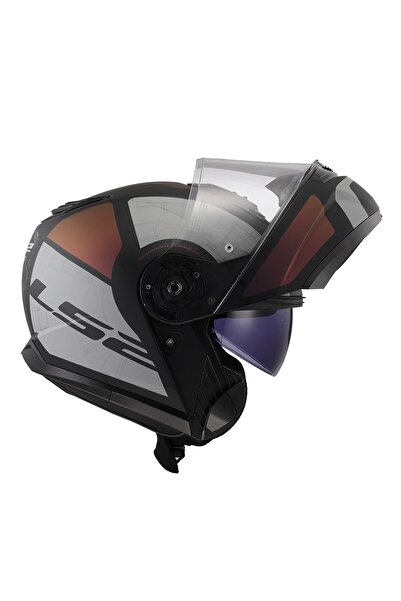 LS2 STROBE 2 ORION MAT SİYAH MOR MAVİ ÇENE AÇILIR KASK