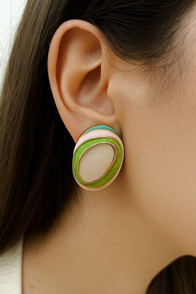 Özgür Fashion jewelry çelik mineli küpe