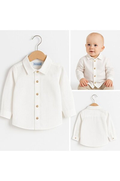 Cherry Baby Beyaz Pamuklu Erkek Bebek Gömlek 1-6 Yaş