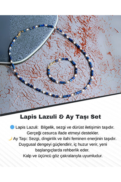 Saff Doğal Taş مجموعة حجر اللازورد وحجر القمر