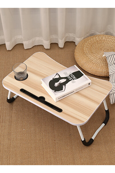 Lawazim Foldable Laptop Desk - Bed Table with Cup Holder Compact Ergonomic Design