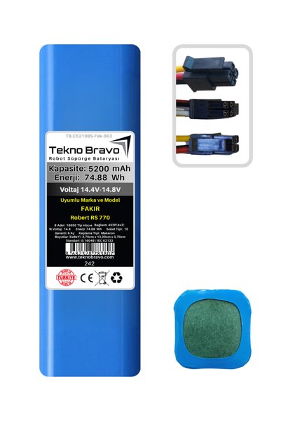 Teknobravo Tekno Bravo (Fakir Robert RS 770 Uyumlu) 5200mAh 74,88Wh Robot Süp...