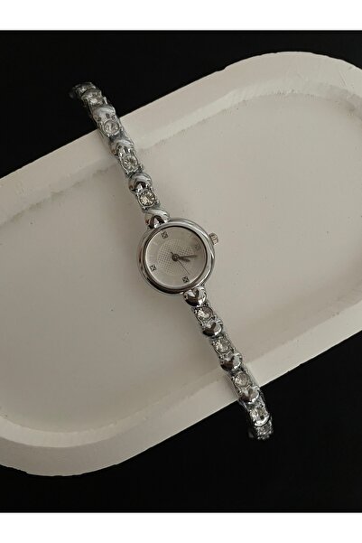 Luna Çelik Vintage Taşlı Silver Kadın Saat