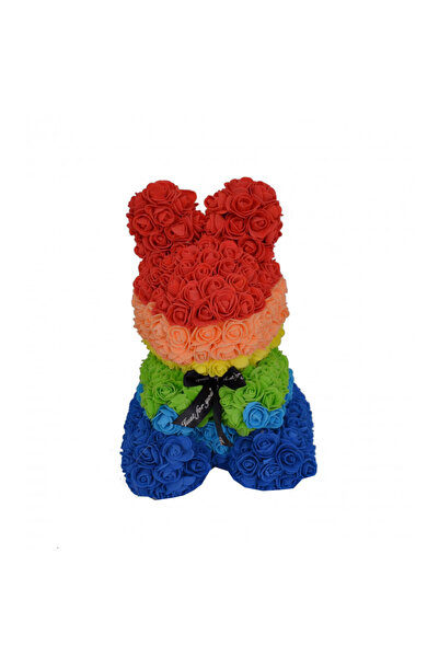 velve Πολύχρωμο λουλουδάτο λαγουδάκι, 40 εκ., χειροποίητο διακοσμημένο με τρι...