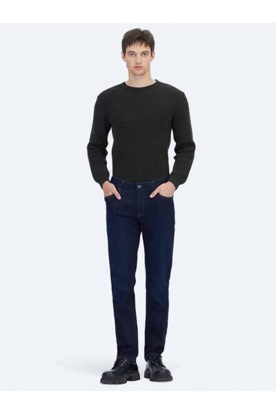 Kip Lacivert Düz Slim Fit Denim Pamuk Karışımlı Pantolon