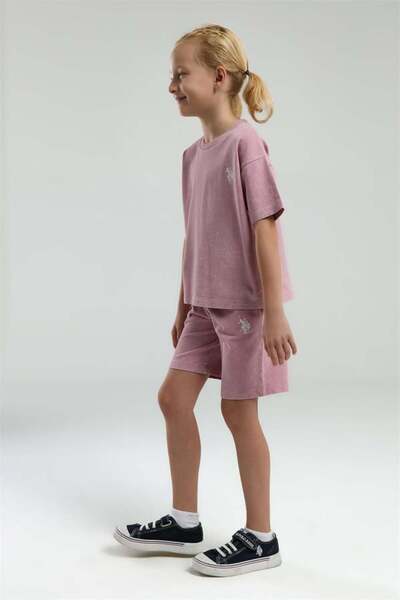 U.S. Polo Assn. Kids U.S. Polo Girls' Bermuda Set Two Thread Knitted Fabric