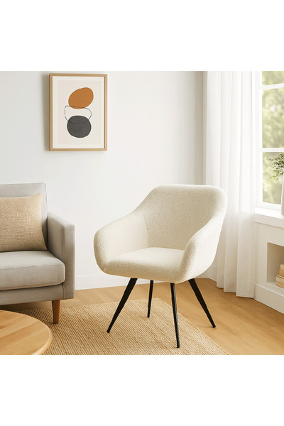 genric Single Swivel Chair - Boucle Beige Fabric