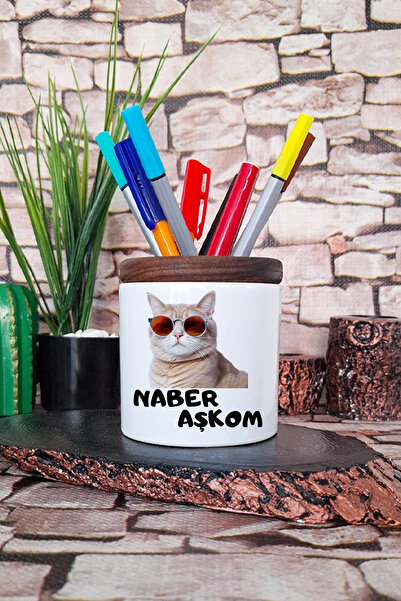 qoeuyl boutique Как си, любов моя? Забавен керамичен моливник с принт на котка