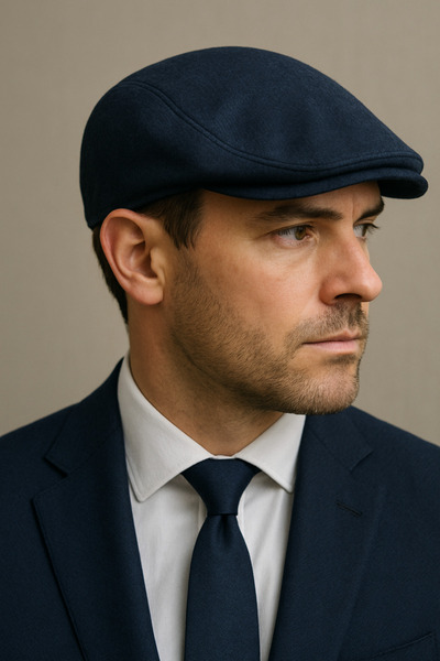 CosmoOutlet Синя зимовий вовняний тканина Лондон кашкет стандартний розмір з еластичною стрічкою ззаду