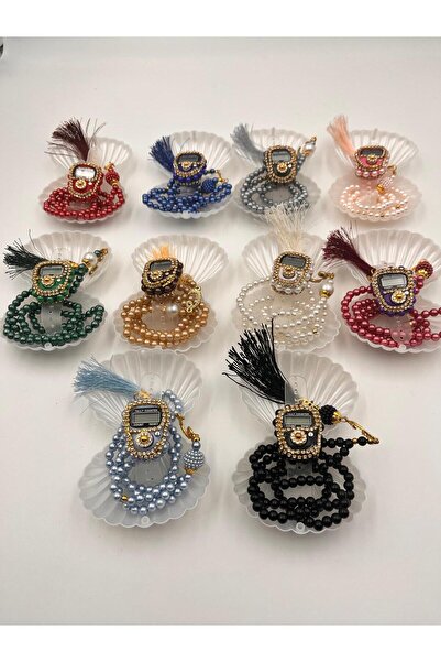 DUHA HAC 10 ADET KARIŞIK RENK İSTİRİDYE KUTU İÇERİSİNDE TAŞLI ZİKİRMATİK VE İ...