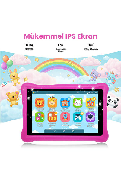 NPO NPK01Pro 8" 1280x800 IPS Ekran 4GB 64GB Android14 A523 2.0GHz Antişok Kılıf Çocuk Tableti