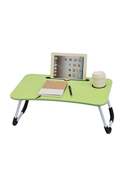 Lawazim مكتب كمبيوتر محمول قابل للطي - طاولة سرير مع حامل أكواب بتصميم مريح وصغير الحجم