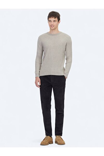 Kip Mink Crew Neck Jacquard Knit Sweater