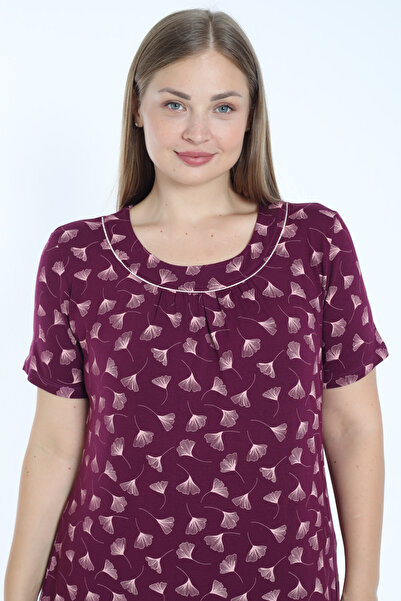 İntensive Cămașă de noapte din viscoză elastică cu mâneci scurte cu modele de mărime mare