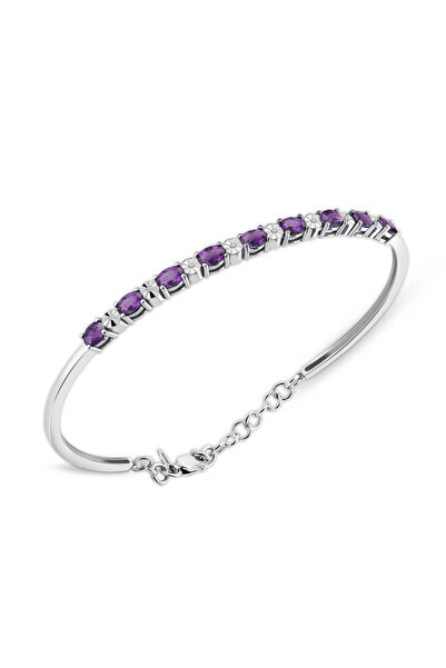 Lilarote Pırlanta 2.10 Ct Pırlantalı Oval Ametist Bilezik