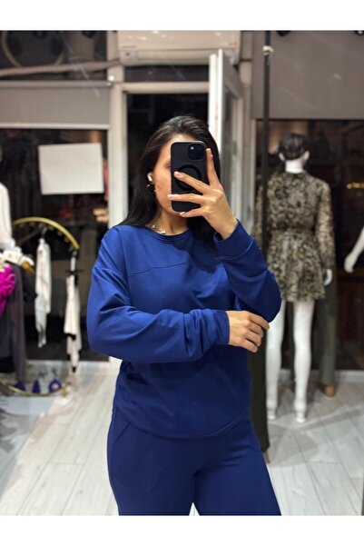 TRENDBUTİK Eşofman Lacivert Takımı Detay Penye Kadın