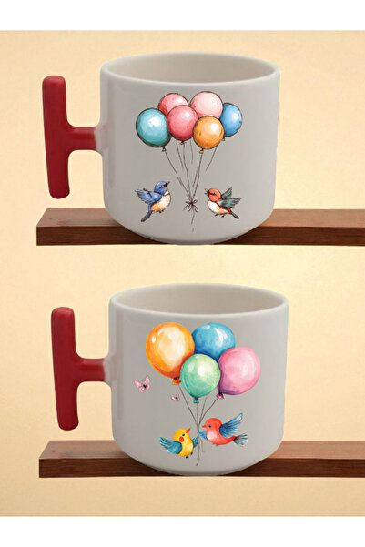 lili hediyelik كوب لاتيه مطبوع عليه بالونات وطيور - هدايا للأطفال، هدايا رأس ...