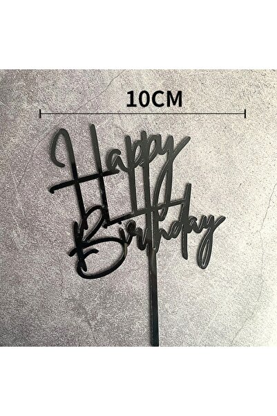 Flippy Cake Topper - Happy Birthday, Black, 10 cm
