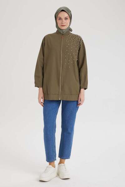 Armine TREND Zippered and Stone Detailed Jacket - 25Kt518
