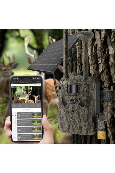 SUNTECH 4G Livestream Hunting Camera, T6-4G-PS with GPS, Solar Panel and Batteries Included, 2.7k